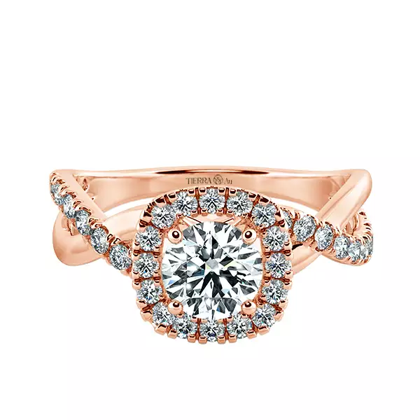 Twiss Halo Cushion Engagement Ring with Eternity Band NCH2405 1